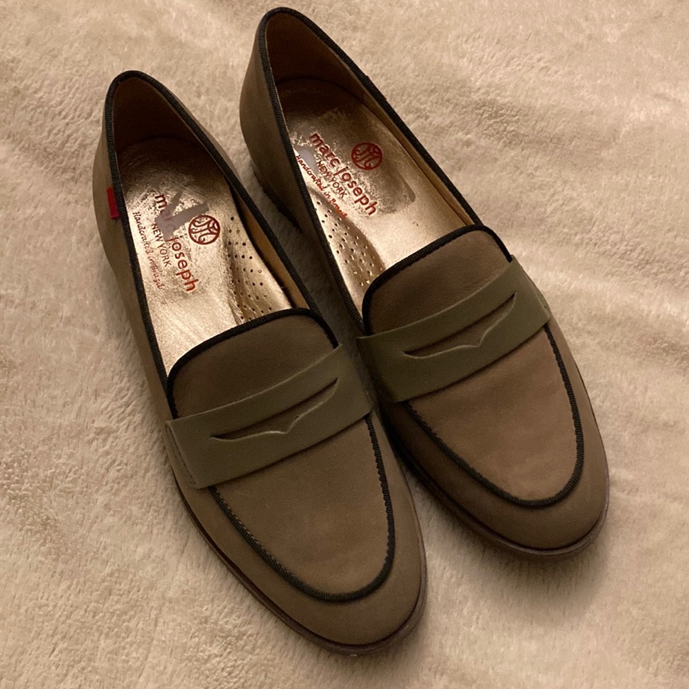 Mark Joseph Olive Green Penny Loafers - Women